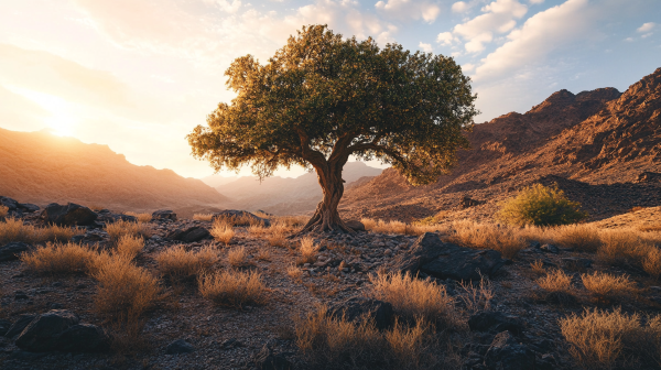 Ein Myrrhebaum in Afrika